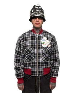 JOSHUA JAMAL FLANNEL BOMBER复古徽章夹克外套