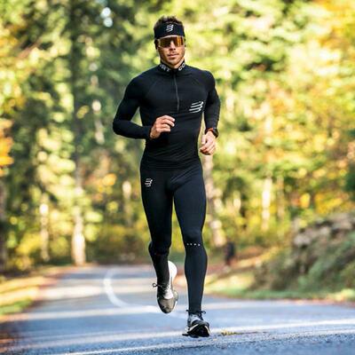 运动3D保暖半拉链长袖运动长裤