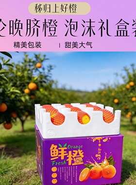 （伦晚脐橙礼盒泡沫箱）秭归伦晚橙子秭归脐橙甜湖北三峡应季水果