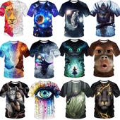 欧美冰丝短袖 个性 t恤男 时尚 夏3D立体速干透气高弹宽松加肥加大码