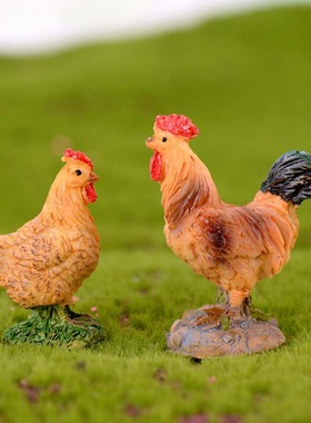 微景观盆栽仿真公鸡可爱风小摆件