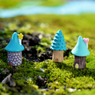 微景观树脂房屋小摆件卡通树屋房子盆栽DIY摄影造景饰品5款小屋子