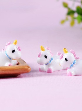 盆栽摄影可爱风独角兽玩具小动物