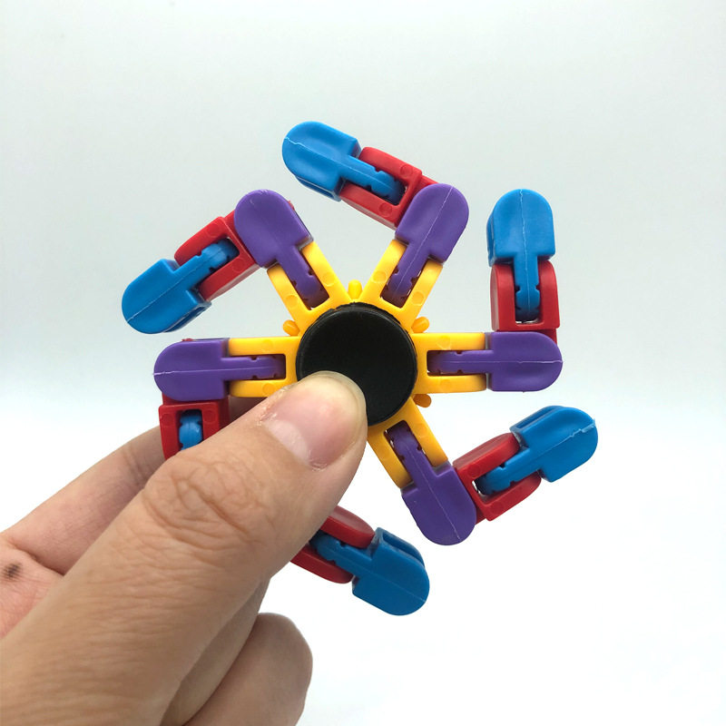 三节四节可变形减压自行车链条指尖陀螺解压玩具亲子手指游戏礼品