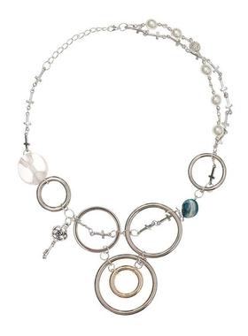 DALMATA原创设计纽扣银环拼接锁骨项链