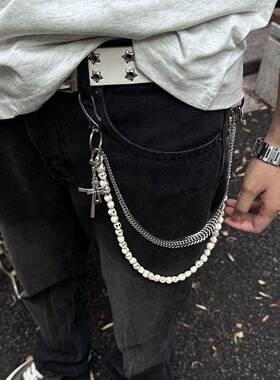 Lntic 骷髅头双层裤炼美式高街cleanfit潮流穿搭饰品挂饰