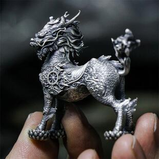 新款潮火麒麟茶宠摆件手工錾刻覆古国风国潮原创设计高级感礼物