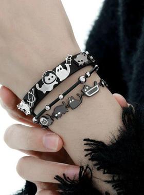 夜猫子手链2025新款原创小众设计甜酷猫咪皮革手环手镯