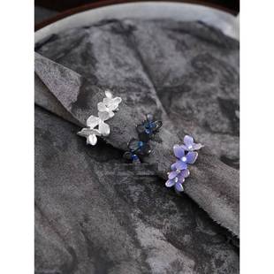 无尽夏 原创设计手工925纯银珐瑯彩花环开 口戒指