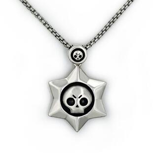 荒野乱斗游戏周边骷髅六芒星男女百搭复古戒指毛衣项链