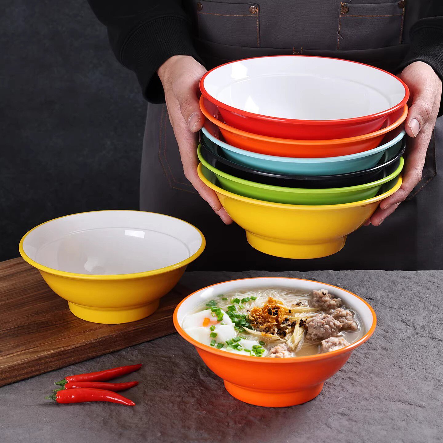 中式拉面碗商用螺蛳粉碗密胺刀削面米线碗羊杂羊肉汤碗牛肉汤粉碗