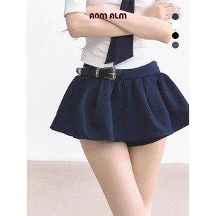 辣妹半身裙女夏季 %美式 a字蓬蓬裙百褶短裙 安妮学院 AOMALM少也眼