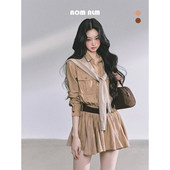 %高级感赫本风工装 AOMALM少也眼 高智巴恩风 连衣裙女秋蓬蓬短裙