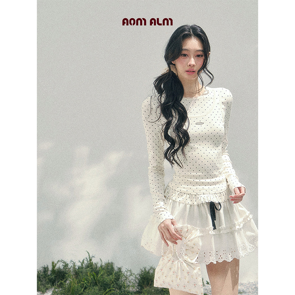 【1月30 新品86折】AOMALM少也眼"奶乖艺术生"假两件波点T恤女春,女装/女士精品,T恤,淘宝优惠券,粉丝福利购,淘宝优惠卷