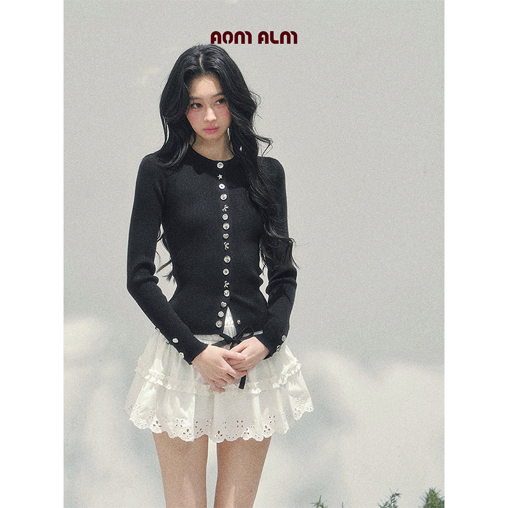 【1月30 新品86折】AOMALM少也眼"她的视角"针织开衫黑色毛衣女春,女装/女士精品,毛衣,淘宝优惠券,粉丝福利购,淘宝优惠卷