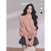 斜肩上衣 %软糯甜美温柔风针织毛衣女秋季 AOMALM少也眼 素简主义