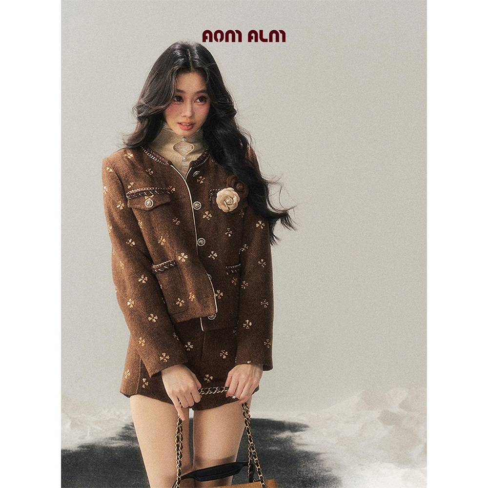 AOMALM少也眼"深冬的梧桐"%小香风羊毛套装女冬夹棉外套两件套,女装/女士精品,时尚套装,淘宝优惠券,粉丝福利购,淘宝优惠卷