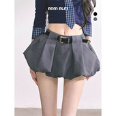 辣妹半身裙女夏高腰花苞裙灰色短裙 %美式 AOMALM少也眼 女团报道