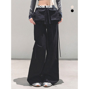 机能bella 裤 %美式 女秋冬设计感工装 bf慵懒风阔腿裤 AOMALM少也眼