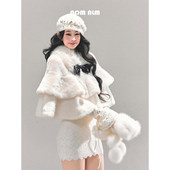 %法式 AOMALM少也眼 初雪将至 千金圣诞斗篷外套女冬毛绒保暖上衣