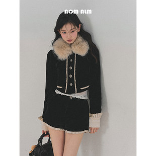 贵气感御姐套装 雪国 女冬黑色外套两件套 缄默 AOMALM少也眼