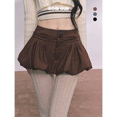 AOMALM少也眼 高腰a字花苞裙短裙 半身裙女秋季 miu系圆舞曲 %法式