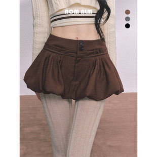 半身裙女秋季 %法式 高腰a字花苞裙短裙 miu系圆舞曲 AOMALM少也眼