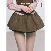 乌野高校 %法式 毛呢格子蓬蓬半身裙女秋季 AOMALM少也眼 裙裤 短裙