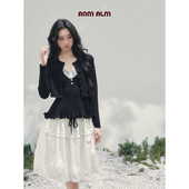 蕾丝 留白 %法式 AOMALM少也眼 针织T恤女春季 V领上衣外套两件套