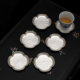 纯手工锤纹杯托手工银杯垫纯银四叶草传统银茶杯垫茶具 S990