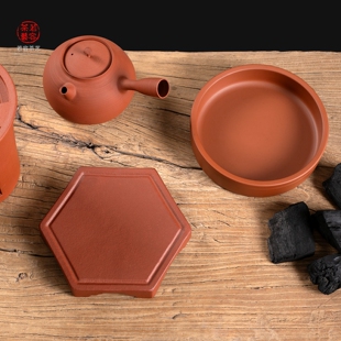 红泥碳炉隔热垫底座围炉煮茶具配件碳烤炉垫茶炉隔热防烫茶壶壶承