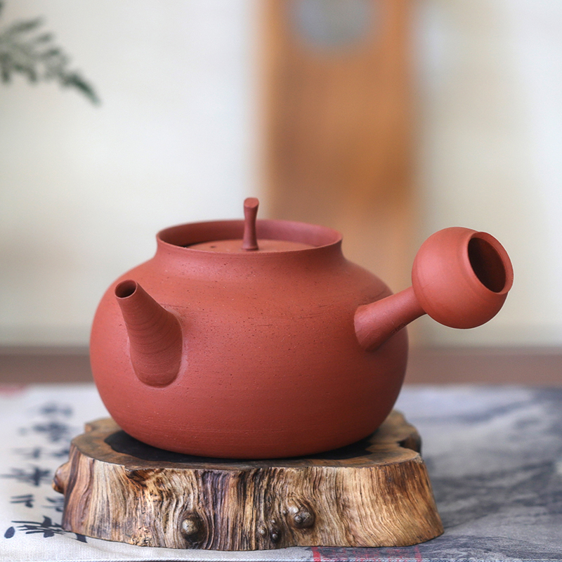 纯手工制砂铫粗陶煮茶壶原矿土朱泥烧水壶炉中式复古电陶炉煮茶器
