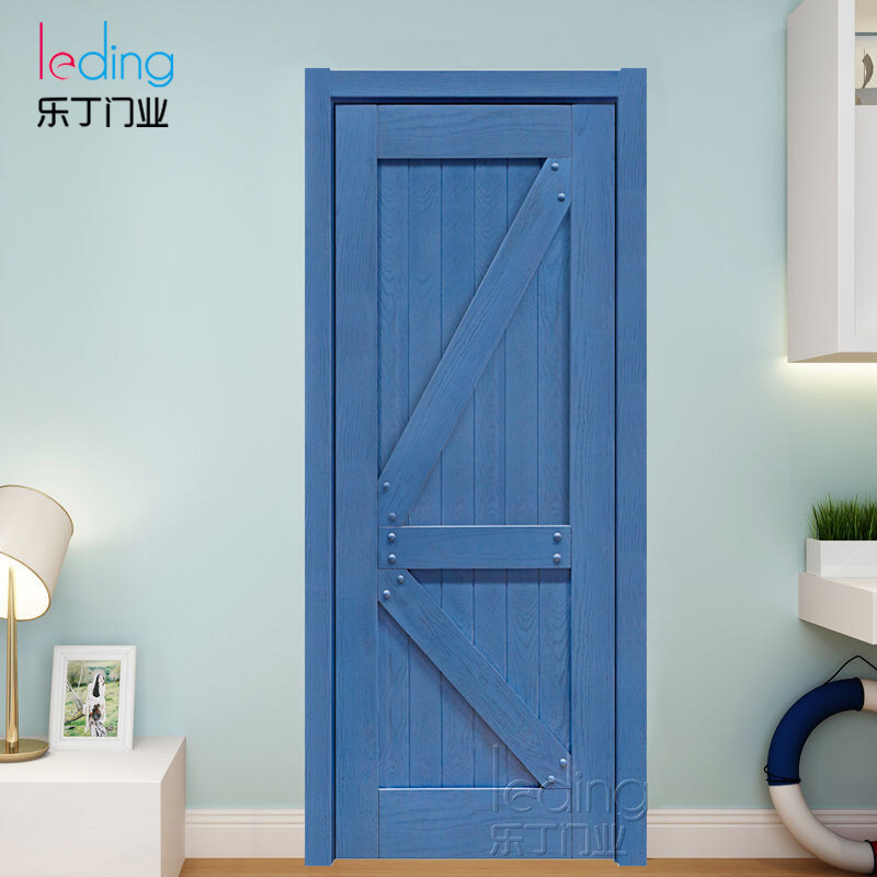 蓝色开放漆室内门地中海木门实木烤漆套装门卧室房门卫浴厨房门