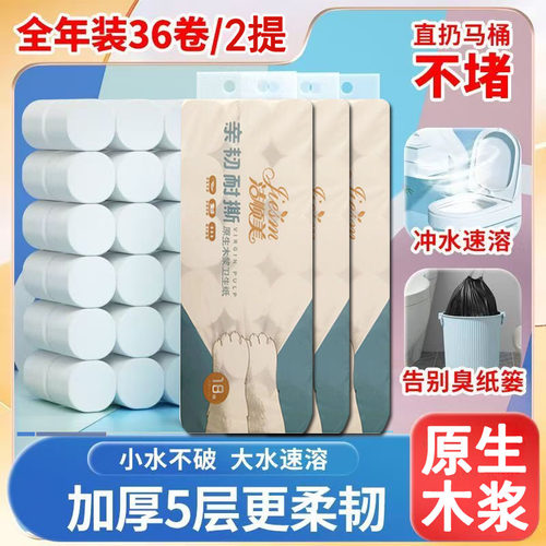 5层加厚湿水不掉渣无芯原生木浆