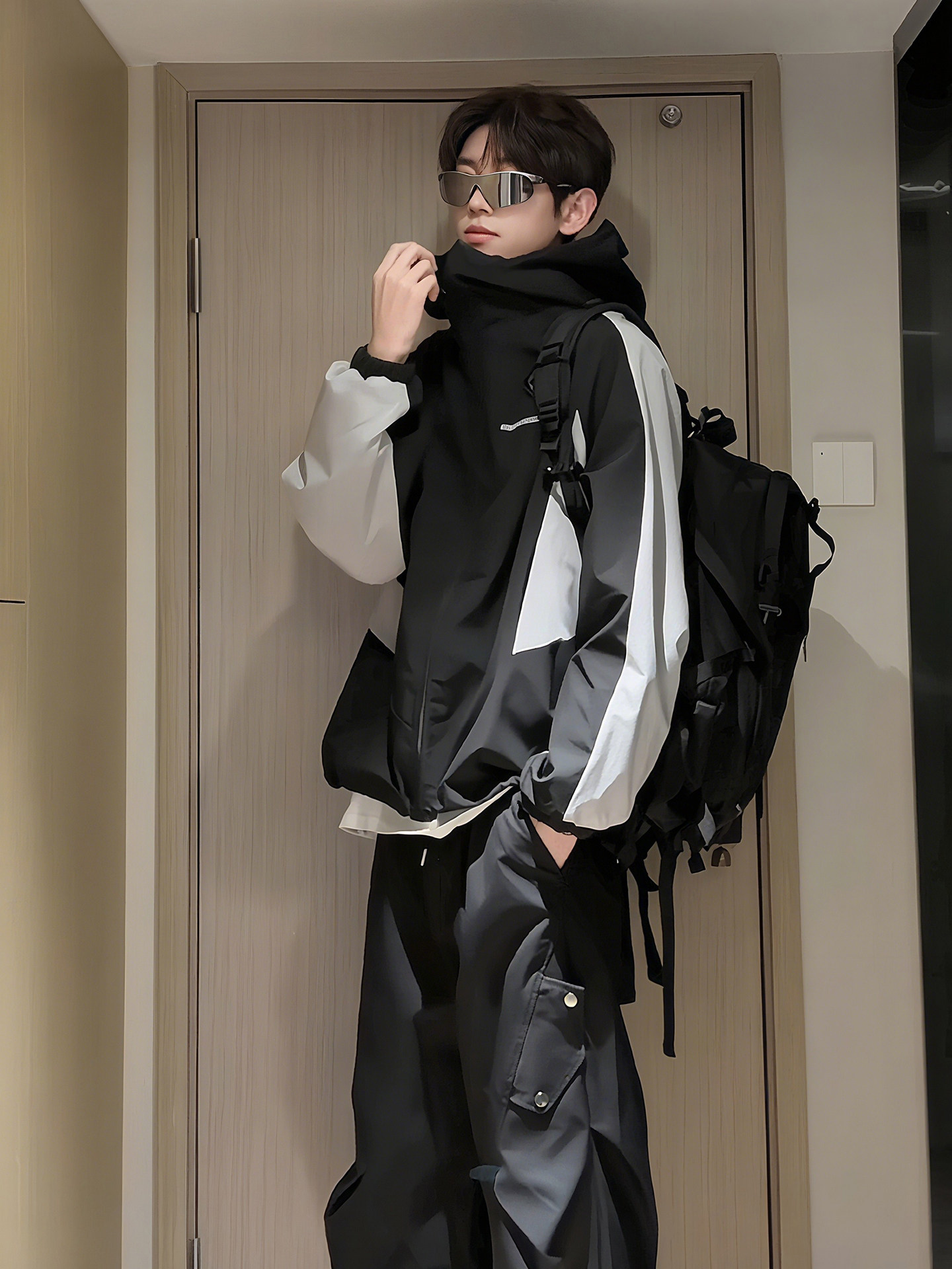 thumbnail for Reversible American functional jacket suits, boys wear outdoor hiking jackets, jackets, cargo pants in spring and autumn