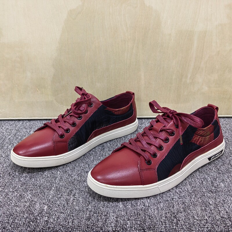 3941码清仓处理休闲风真皮板鞋男红色系带低帮鞋时尚百搭舒适男鞋