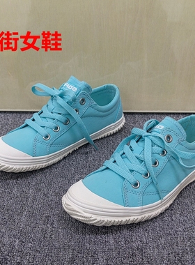 36码撤柜处理极简蓝色帆布鞋女系带休闲板鞋平底运动鞋透气舒适潮