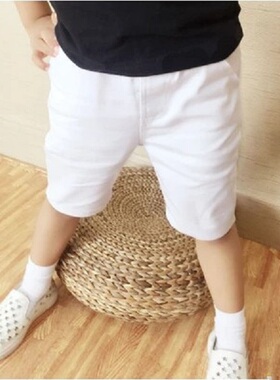 儿童白色中裤七分裤夏款新款韩版中大男童女童宝宝纯棉五分裤短裤