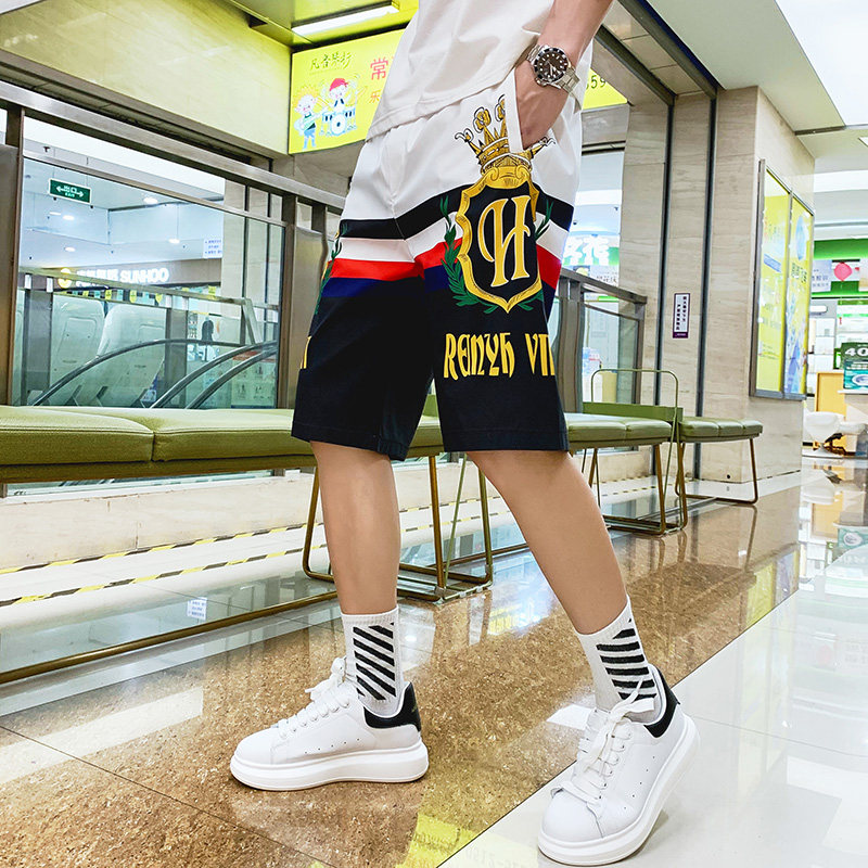夏季新款欧洲站潮牌沙滩裤男个性印花帅气短裤潮流冰丝五分裤外穿|msdalam kategori Pakaian Lelaki, seluar santai - dari Buy2taobao.com untuk memberikan perkhidmatan ejen Taobao profesional membeli