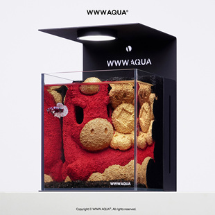 K11 WWWAQUA来财系列马年限定马上有钱花桌面潮玩造景玻璃斗鱼缸