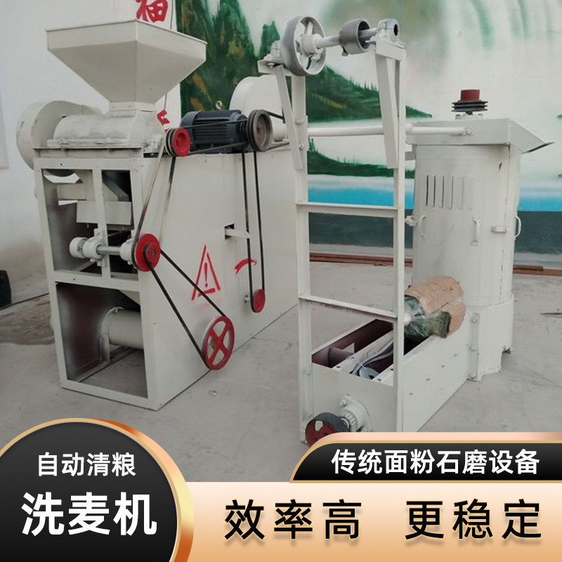 小型清粮洗麦机绞龙输送洗麦去石除杂甩干一体机商用小型清粮机械