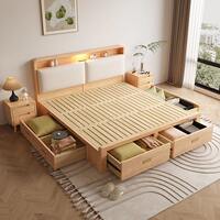 Nordic all-solid wood 1.8-meter master bedroom, modern and simple 1.5-meter, 1.35-meter, 1.2-meter bed with drawer storage bed at the end thumbnail 4