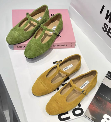 欧货卡伊2025春季新款韩系圆头真皮平底一字带玛丽珍鞋单鞋清货