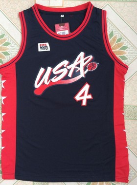 1996美国梦三查尔斯.巴克利USA4号深蓝色白色刺绣训练服篮球服