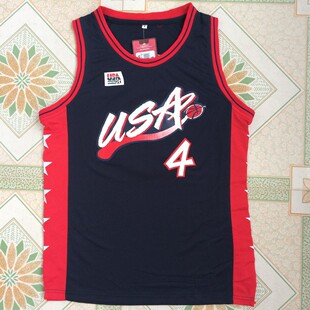 1996美国梦三查尔斯.巴克利USA4号深蓝色白色刺绣训练服篮球服