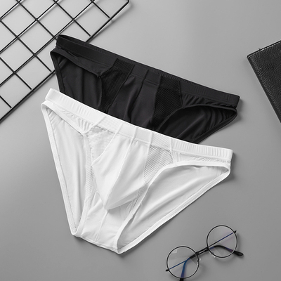 GTOPXMAN男士双侧网纱单层冰丝薄款u凸性感低腰跨境三角裤内裤