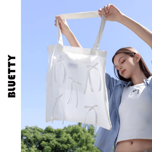 Bluetty丝带蝴蝶结单肩包女百搭休闲夏日浪漫艺术斜挎手提腋下包