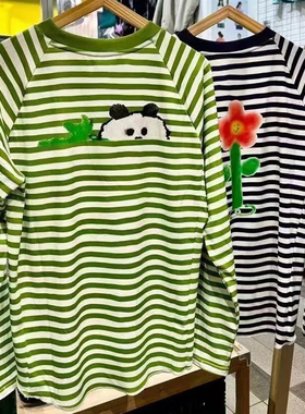 素然T恤 24女士秋冬磨毛外穿秋衣misaki图案长袖T恤 A0243TS35