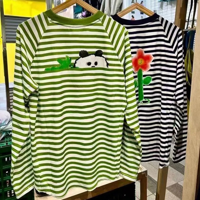 长袖图案素然磨毛misaki女T恤