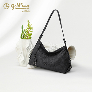 金利来专柜同款女包腋下包时尚百搭大容量单肩斜挎包黑色流浪包潮